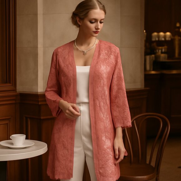 Accessories - 🌸 Vintage Inspired Terracotta Lace Duster Kimono | Boho Luxe Layering Piece